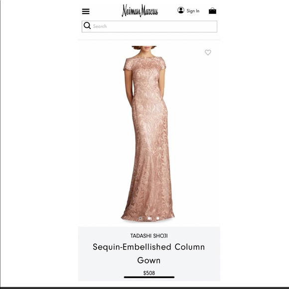 NWT Tadashi Shoji Sequin Floral Lace Off-the-Shoulder Cap Sleeve A-Line Gown - Picture 8 of 16